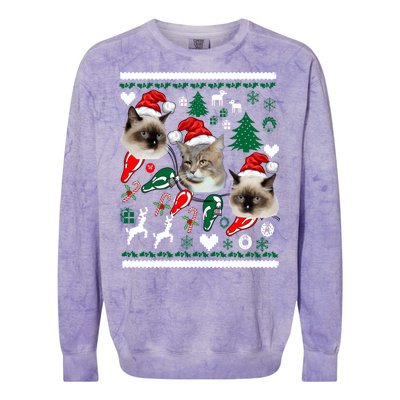 Ugly Cat Christmas Sweatshirt Sweater Colorblast Crewneck Sweatshirt