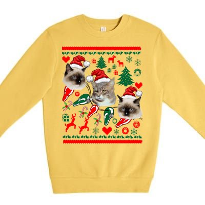 Ugly Cat Christmas Sweatshirt Sweater Premium Crewneck Sweatshirt