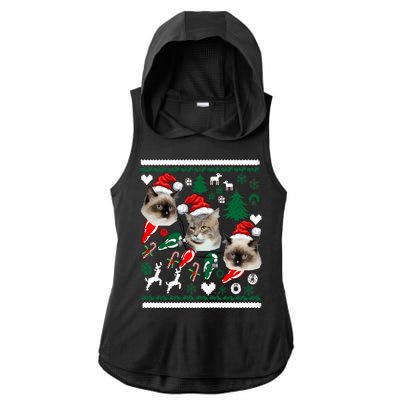 Ugly Cat Christmas Sweatshirt Sweater Ladies PosiCharge Tri-Blend Wicking Draft Hoodie Tank