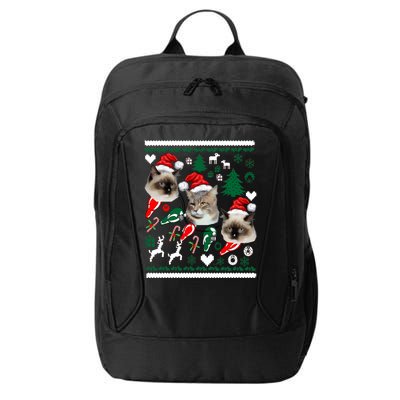 Ugly Cat Christmas Sweatshirt Sweater City Backpack