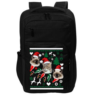 Ugly Cat Christmas Sweatshirt Sweater Impact Tech Backpack