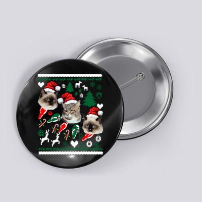 Ugly Cat Christmas Sweatshirt Sweater Button