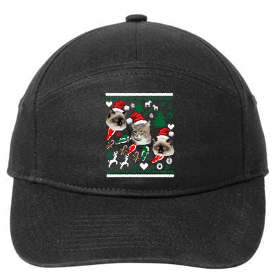 Ugly Cat Christmas Sweatshirt Sweater 7-Panel Snapback Hat