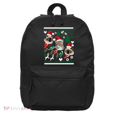 Ugly Cat Christmas Sweatshirt Sweater 16 in Basic Backpack