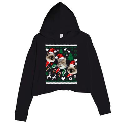 Ugly Cat Christmas Sweatshirt Sweater Crop Fleece Hoodie