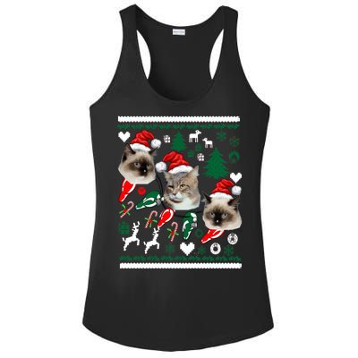 Ugly Cat Christmas Sweatshirt Sweater Ladies PosiCharge Competitor Racerback Tank