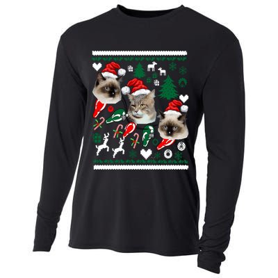 Ugly Cat Christmas Sweatshirt Sweater Cooling Performance Long Sleeve Crew
