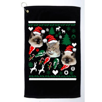 Ugly Cat Christmas Sweatshirt Sweater Golf Towel