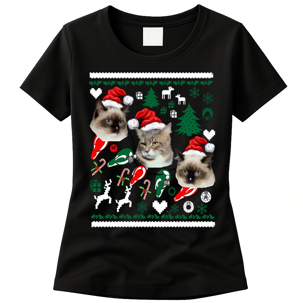 Ugly Cat Christmas Sweatshirt Sweater Womens T-Shirt