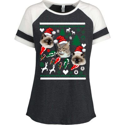 Ugly Cat Christmas Sweatshirt Sweater Enza Ladies Jersey Colorblock Tee