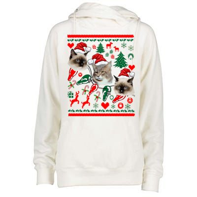 Ugly Cat Christmas Sweatshirt Sweater Womens Funnel Neck Pullover Hood