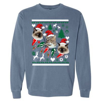 Ugly Cat Christmas Sweatshirt Sweater Garment-Dyed Sweatshirt