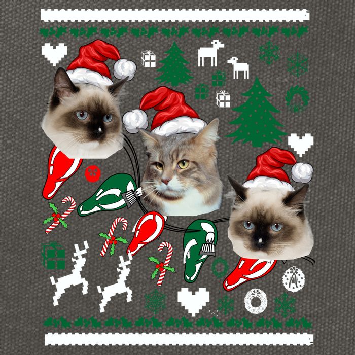 Ugly Cat Christmas Sweatshirt Sweater Cotton Canvas Backpack