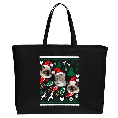 Ugly Cat Christmas Sweatshirt Sweater Cotton Canvas Jumbo Tote