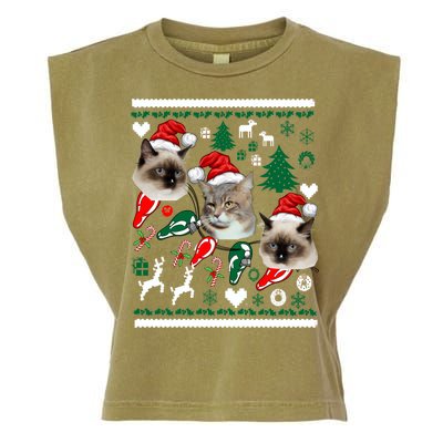 Ugly Cat Christmas Sweatshirt Sweater Garment-Dyed Women's Muscle Tee