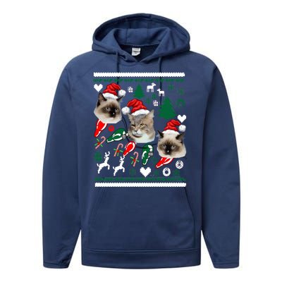 Ugly Cat Christmas Sweatshirt Sweater Performance Fleece Hoodie