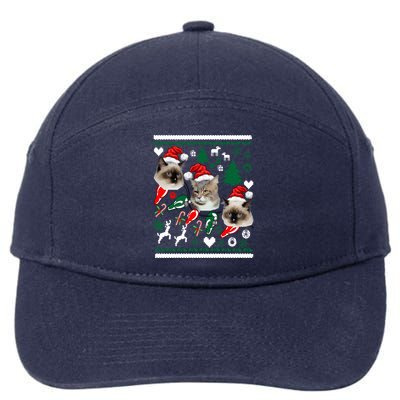 Ugly Cat Christmas Sweatshirt Sweater 7-Panel Snapback Hat