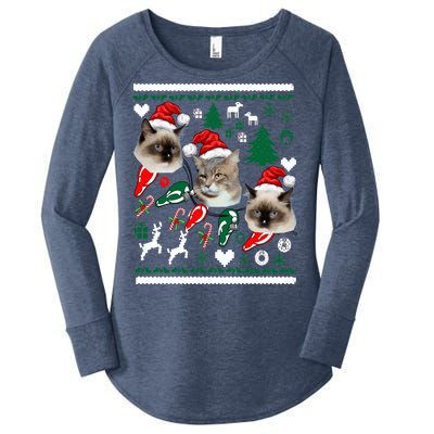 Ugly Cat Christmas Sweatshirt Sweater Women's Perfect Tri Tunic Long Sleeve Shirt