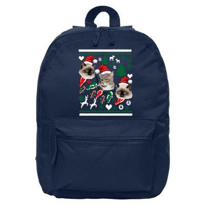 Ugly Cat Christmas Sweatshirt Sweater 16 in Basic Backpack