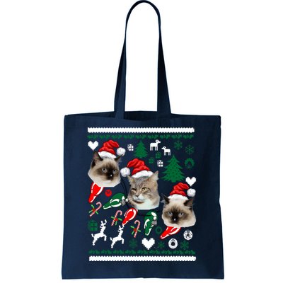 Ugly Cat Christmas Sweatshirt Sweater Tote Bag