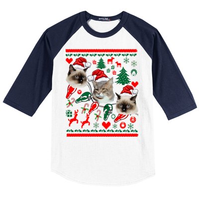 Ugly Cat Christmas Sweatshirt Sweater Baseball Sleeve Shirt