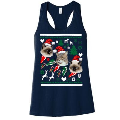 Ugly Cat Christmas Sweatshirt Sweater Women's Racerback Tank