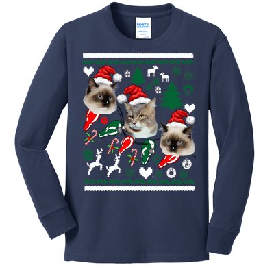 Ugly Cat Christmas Sweatshirt Sweater Kids Long Sleeve Shirt