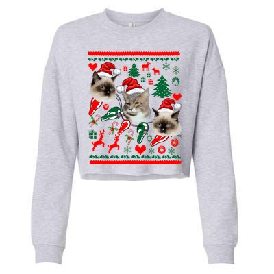 Ugly Cat Christmas Sweatshirt Sweater Cropped Pullover Crew