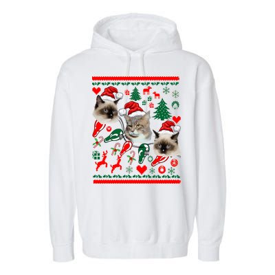 Ugly Cat Christmas Sweatshirt Sweater Garment-Dyed Fleece Hoodie