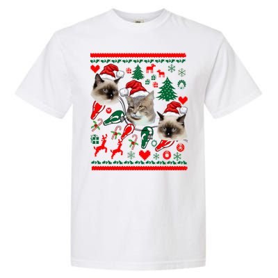 Ugly Cat Christmas Sweatshirt Sweater Garment-Dyed Heavyweight T-Shirt