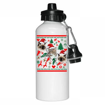 Ugly Cat Christmas Sweatshirt Sweater Aluminum Water Bottle