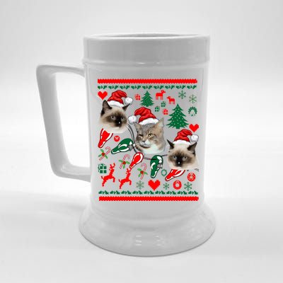 Ugly Cat Christmas Sweatshirt Sweater Beer Stein