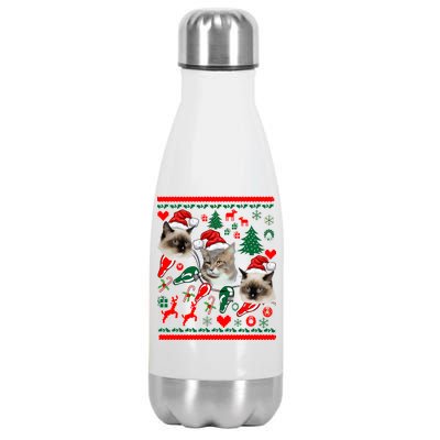 Ugly Cat Christmas Sweatshirt Sweater Stainless Steel Insulated Water Bottle