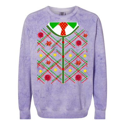 Ugly Christmas Cardigan Tie Sweater Colorblast Crewneck Sweatshirt