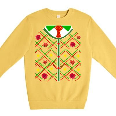 Ugly Christmas Cardigan Tie Sweater Premium Crewneck Sweatshirt