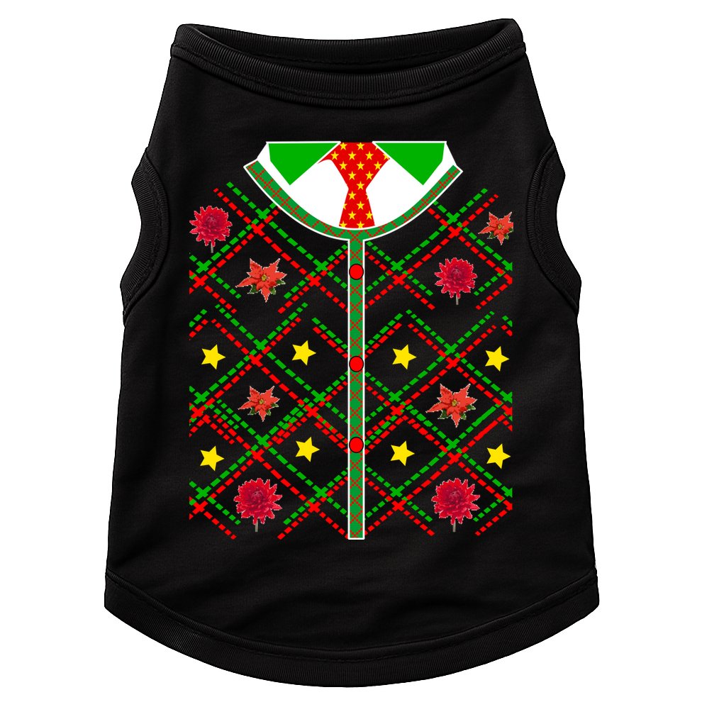 Ugly Christmas Cardigan Tie Sweater Doggie Tank