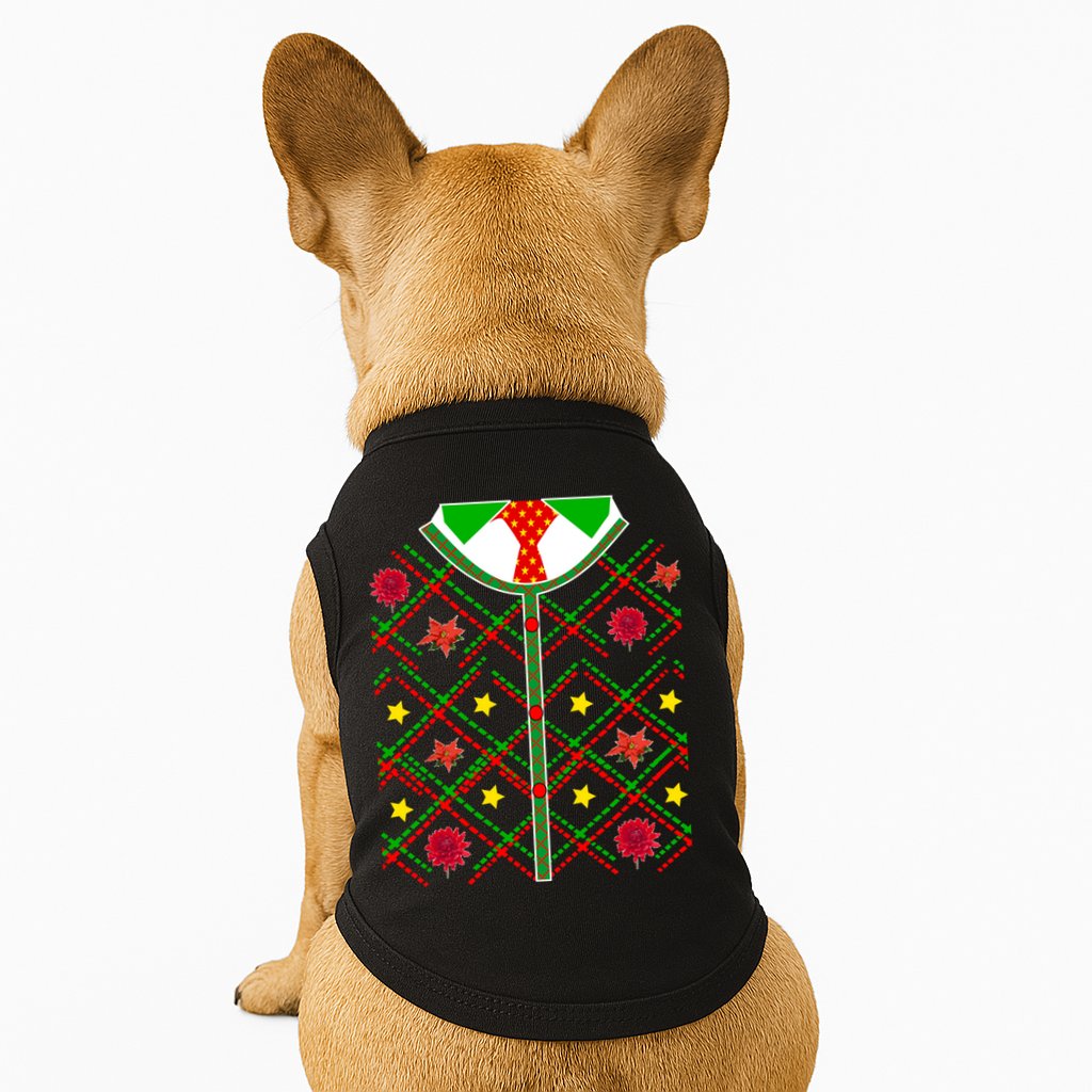 Ugly Christmas Cardigan Tie Sweater Doggie Tank