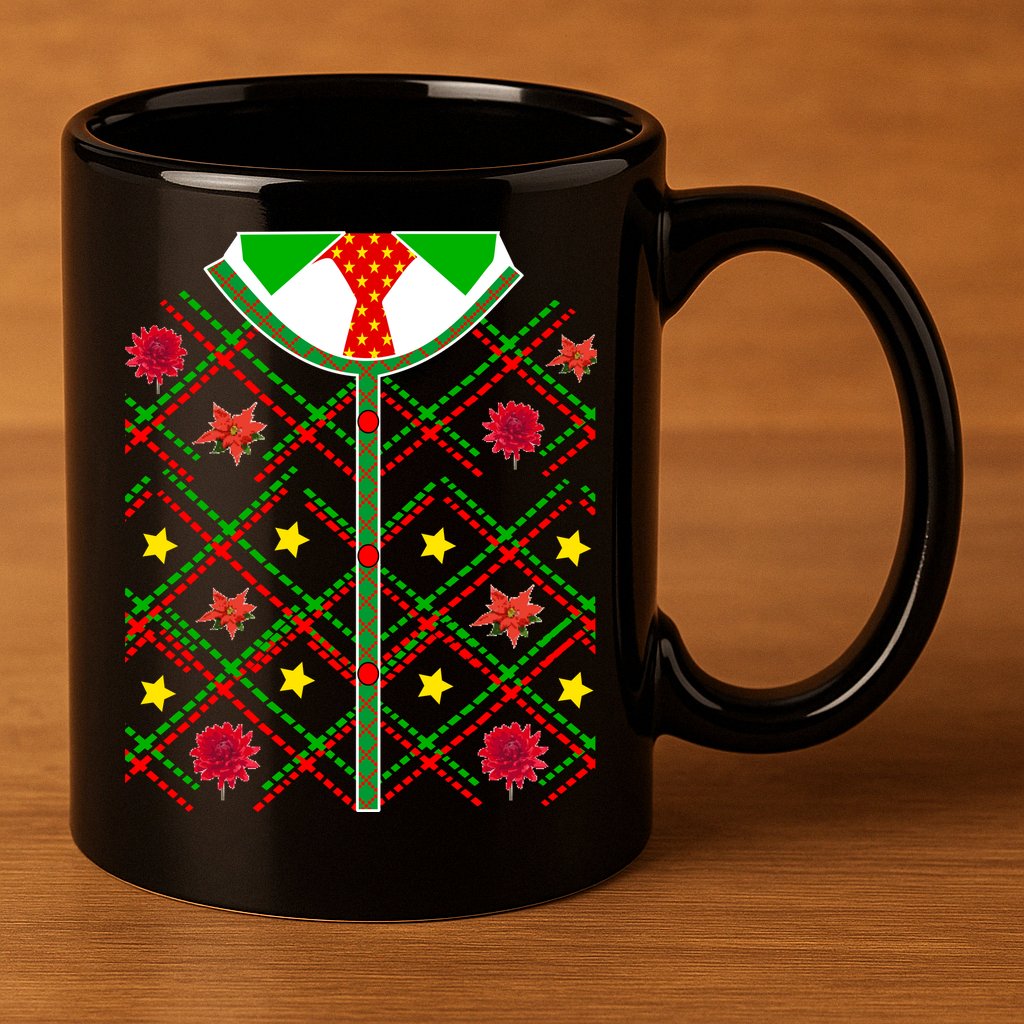 Ugly Christmas Cardigan Tie Sweater 11oz C Handle Ceramic Mug