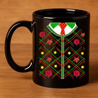 Ugly Christmas Cardigan Tie Sweater 11oz C Handle Ceramic Mug