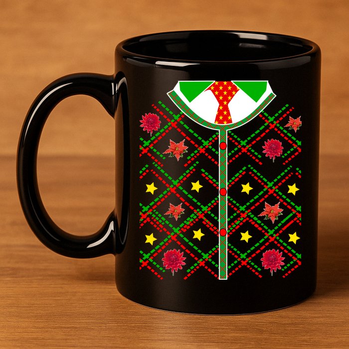 Ugly Christmas Cardigan Tie Sweater 11oz C Handle Ceramic Mug