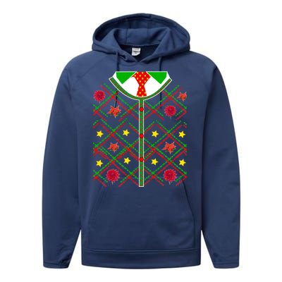 Ugly Christmas Cardigan Tie Sweater Performance Fleece Hoodie