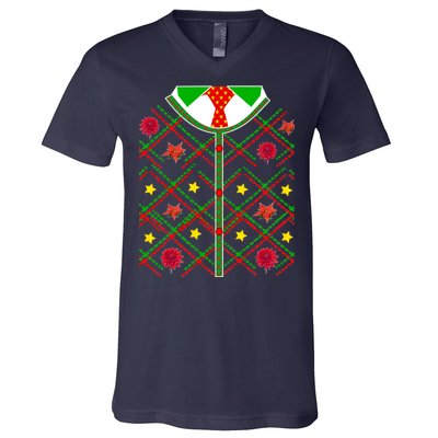 Ugly Christmas Cardigan Tie Sweater V-Neck T-Shirt