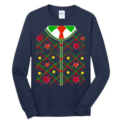 Ugly Christmas Cardigan Tie Sweater Tall Long Sleeve T-Shirt