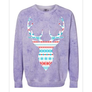 Ugly Christmas Pattern Deer Colorblast Crewneck Sweatshirt