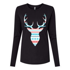 Ugly Christmas Pattern Deer Womens Cotton Relaxed Long Sleeve T-Shirt