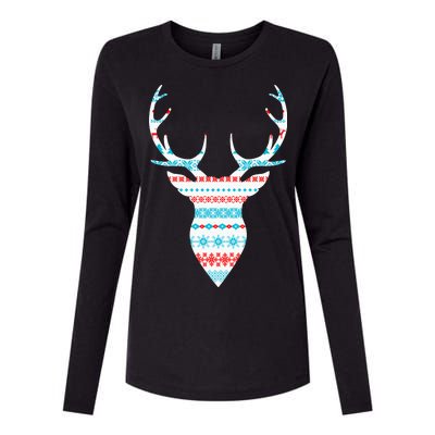 Ugly Christmas Pattern Deer Womens Cotton Relaxed Long Sleeve T-Shirt