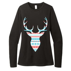 Ugly Christmas Pattern Deer Womens CVC Long Sleeve Shirt