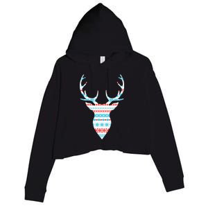 Ugly Christmas Pattern Deer Crop Fleece Hoodie