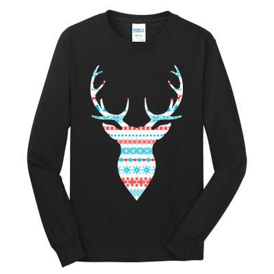 Ugly Christmas Pattern Deer Tall Long Sleeve T-Shirt
