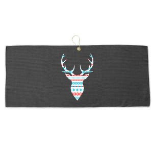 Ugly Christmas Pattern Deer Large Microfiber Waffle Golf Towel